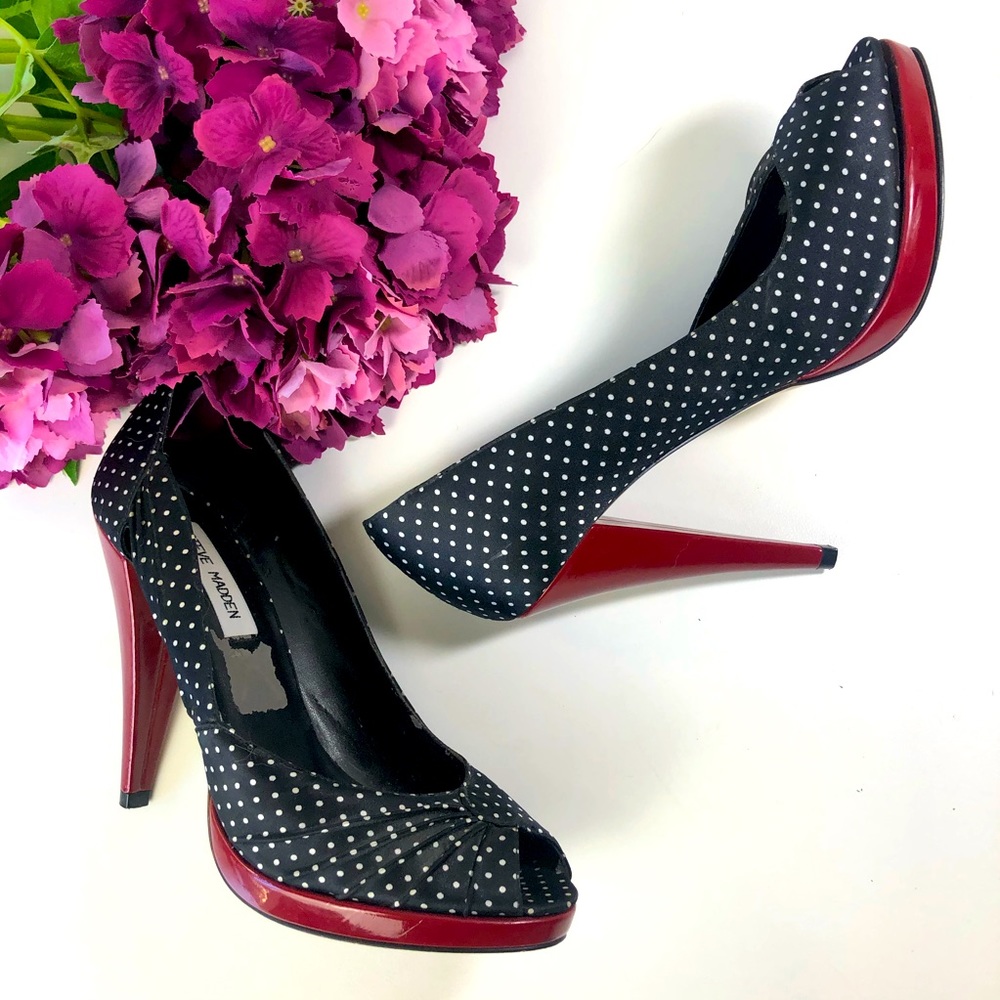 Steve Madden Richie Polka Dot Platform Pumps Black Size 8